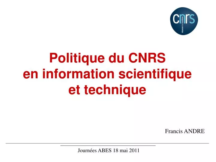 politique du cnrs en information scientifique et technique