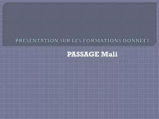 presentation sur les formations donnees