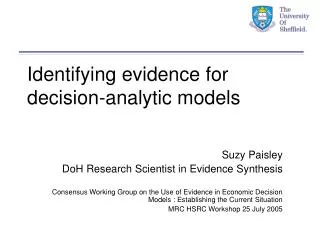 Identifying evidence for decision-analytic models