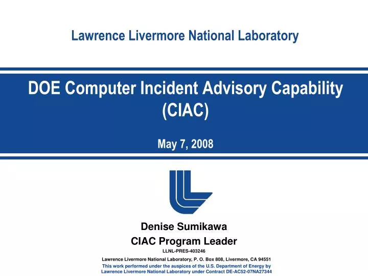 doe computer incident advisory capability ciac may 7 2008