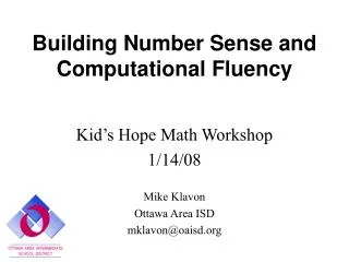 Building Number Sense and Computational Fluency