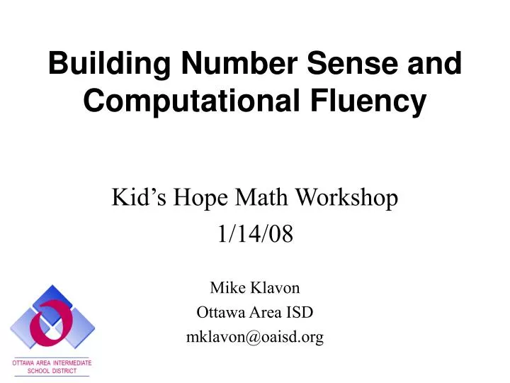 building number sense and computational fluency