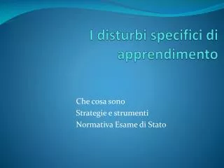 i disturbi specifici di apprendimento