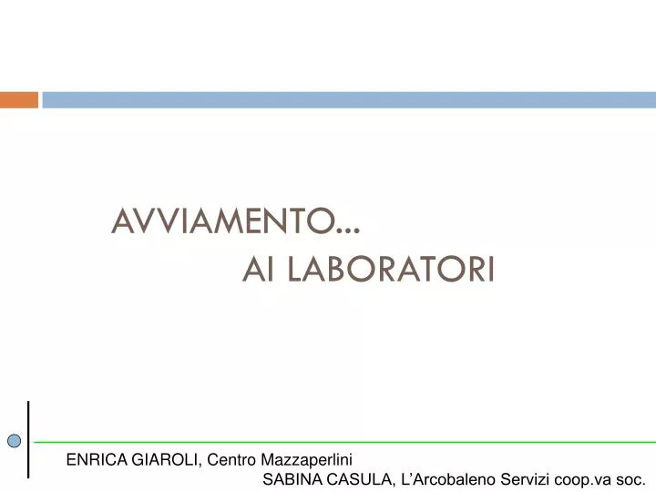 avviamento ai laboratori