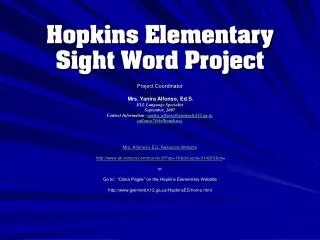 Hopkins Elementary Sight Word Project