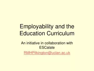 Employability and the Education Curriculum