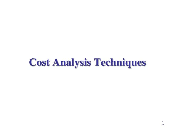 cost analysis techniques