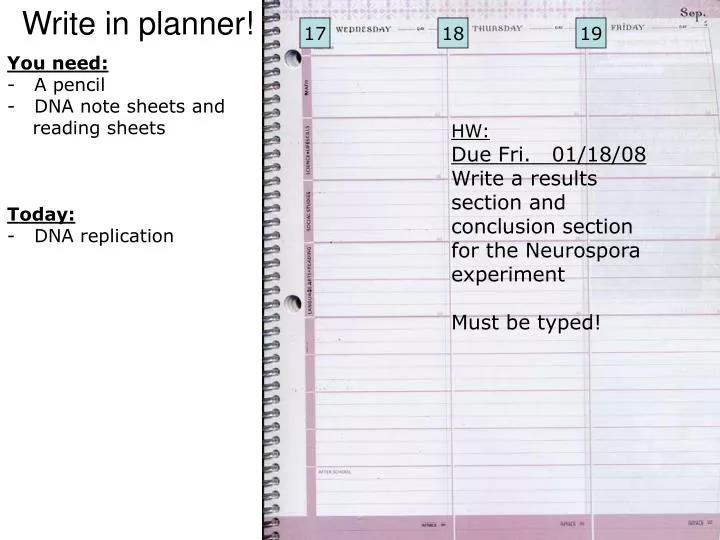 write in planner