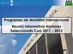 Programes de Mobilitat Internacional Reunió Informativa Alumnes Seleccionats Curs 2011 - 2012 - slide 1