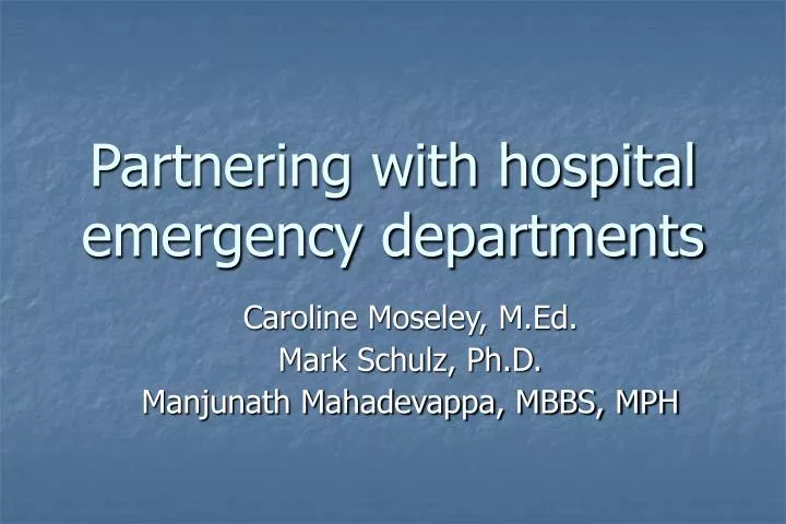 partnering with hospital emergency departments