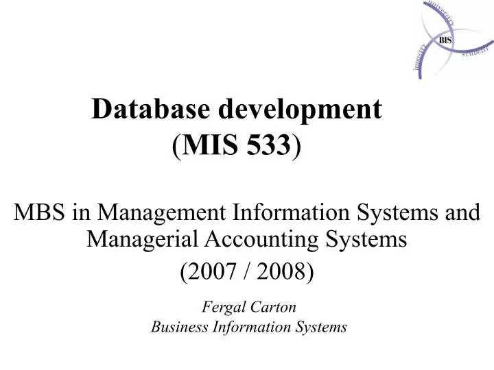 database development mis 533