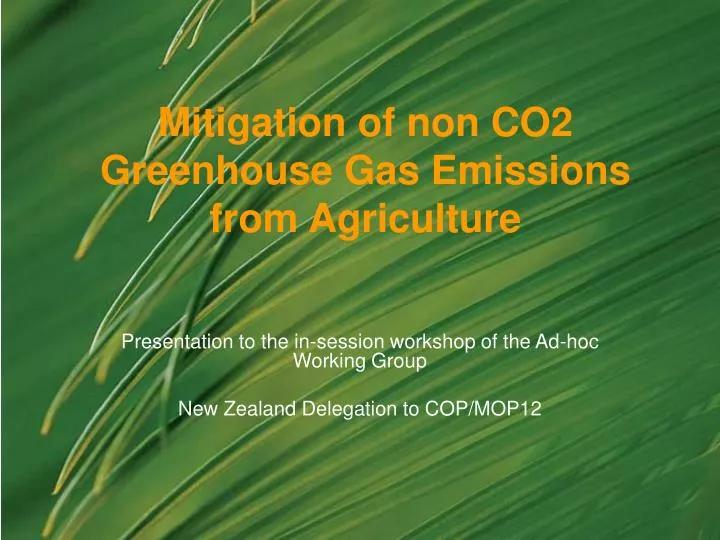 mitigation of non co2 greenhouse gas emissions from agriculture
