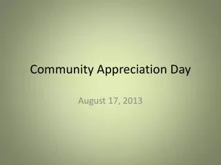 Community Appreciation Day