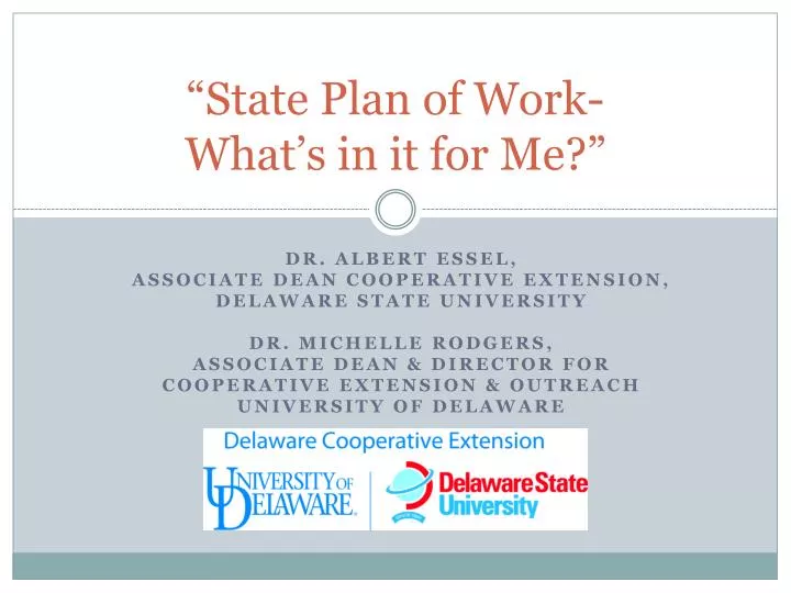 state plan of work what s in it for me