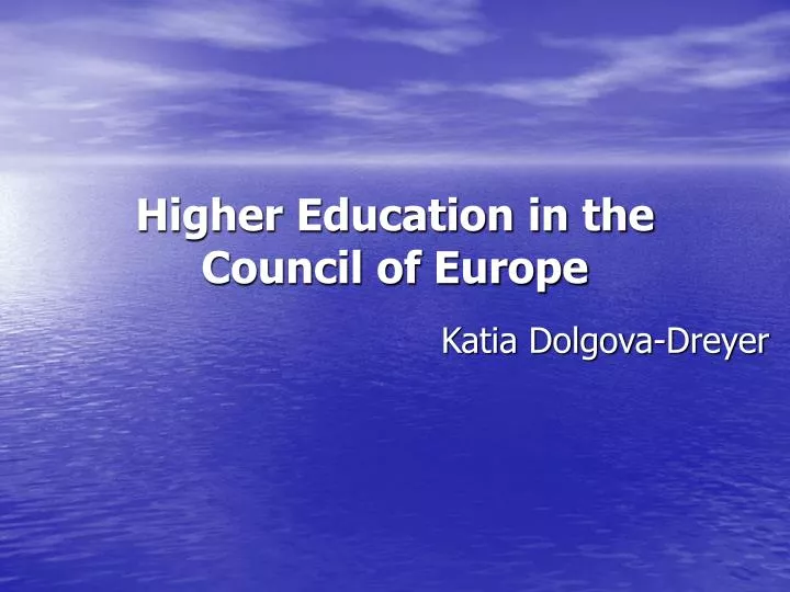 higher education in the council of europe