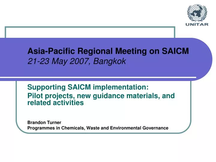 asia pacific regional meeting on saicm 21 23 may 2007 bangkok