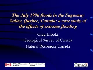 Greg Brooks Geological Survey of Canada Natural Resources Canada