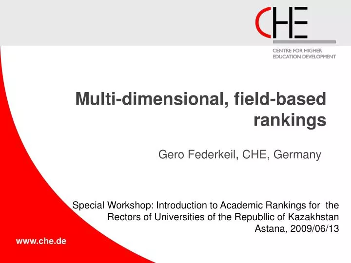 multi dimensional field based rankings