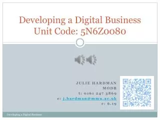 Developing a Digital Business Unit Code: 5N6Z0080