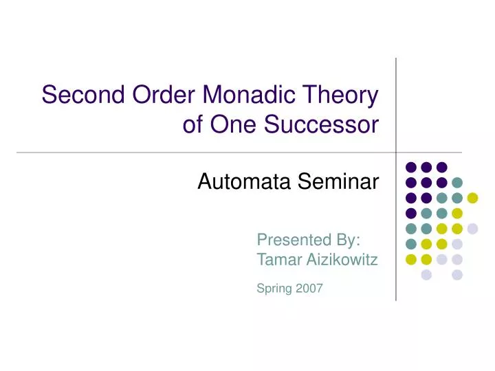 second order monadic theory of one successor