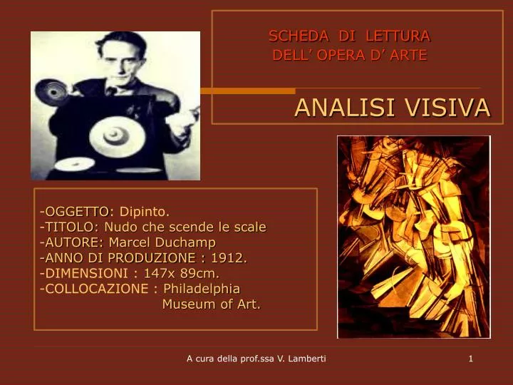 scheda di lettura dell opera d arte analisi visiva