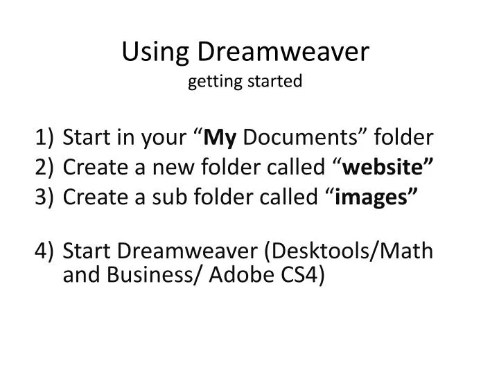 using dreamweaver getting started