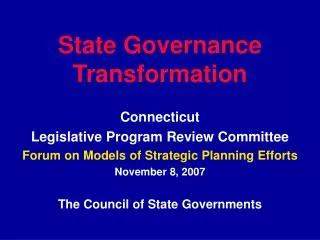 State Governance Transformation