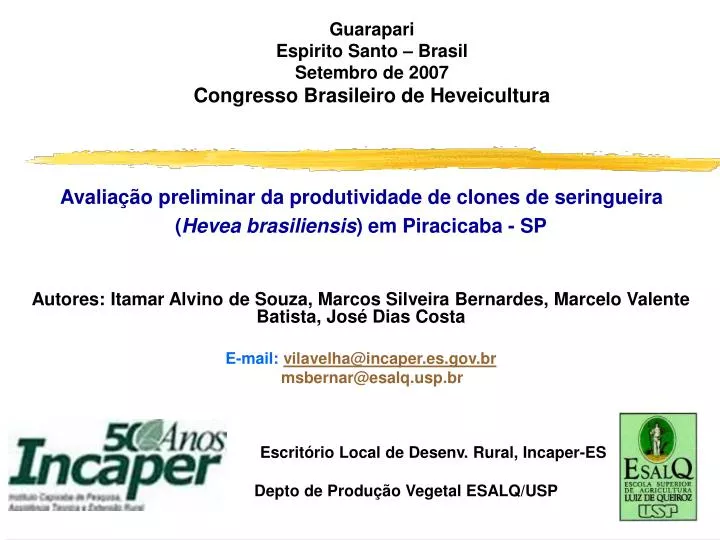 guarapari espirito santo brasil setembro de 2007 congresso brasileiro de heveicultura