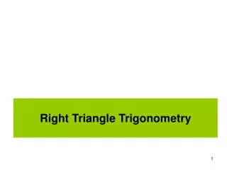 Right Triangle Trigonometry