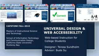 UNIVERSAL DESIGN &amp; WEB ACCESSIBILITY