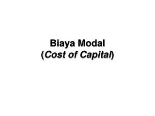 biaya modal cost of capital
