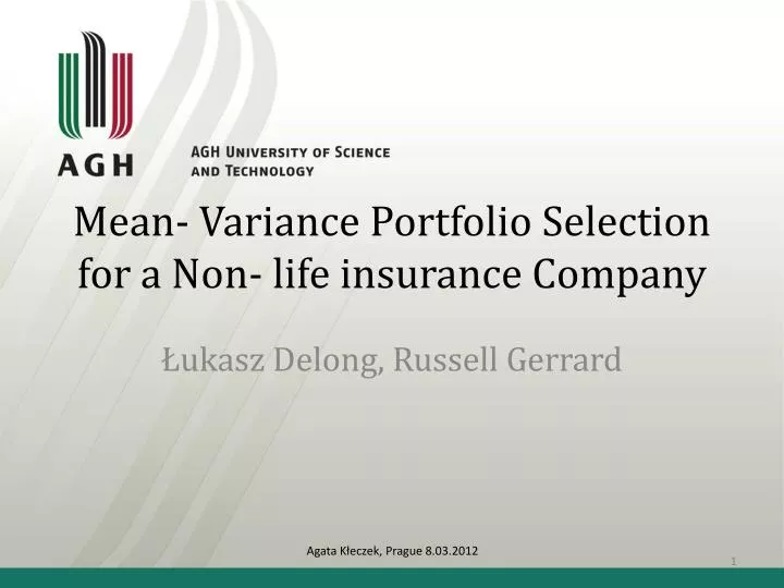 m ean variance portfolio selection for a non life insurance company