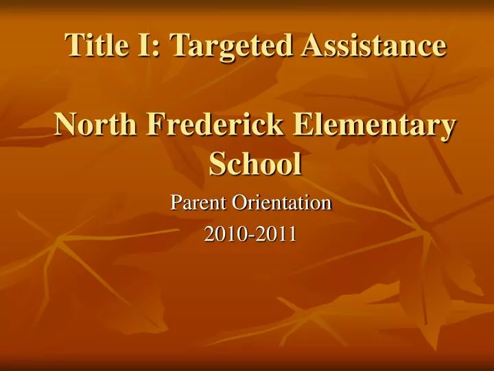 title i targeted assistance north frederick elementary school