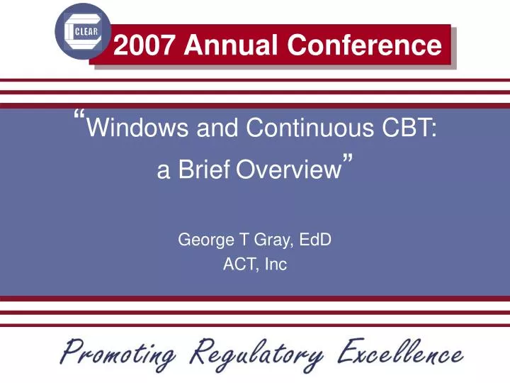 windows and continuous cbt a brief overview