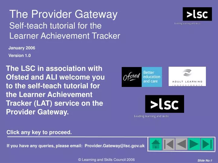 the provider gateway self teach tutorial for the learner achievement tracker