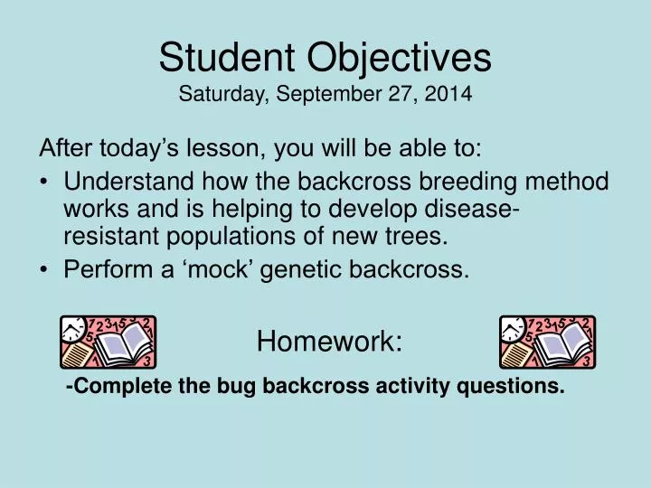student objectives saturday september 27 2014