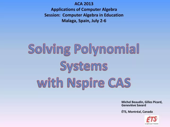 solving polynomial systems with nspire cas
