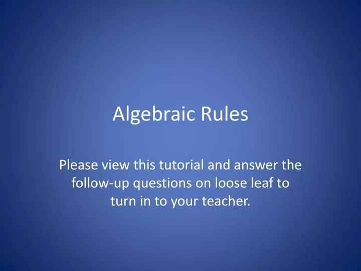 algebraic rules