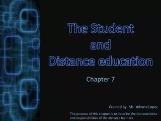 The Student and Distance education