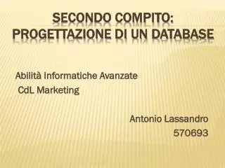secondo compito progettazione di un database