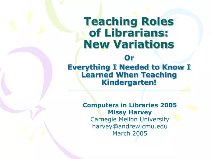 teaching roles of librarians new variations