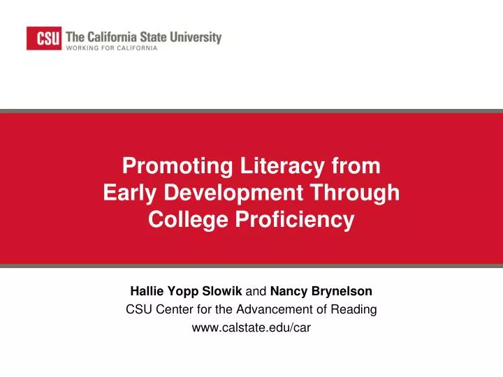 promoting literacy from early development through college proficiency