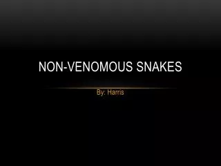 Non-Venomous Snakes