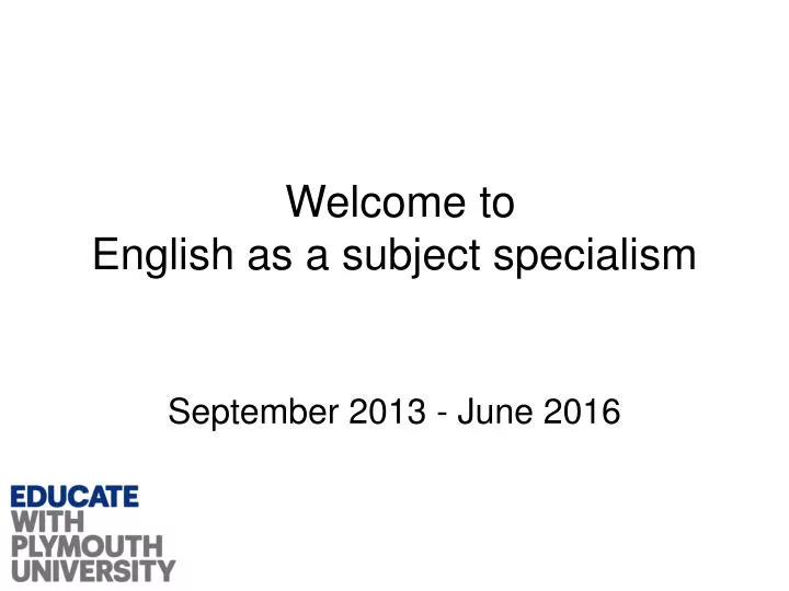welcome to english as a subject specialism