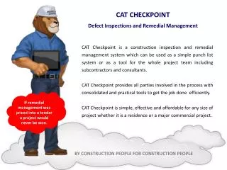CAT CHECKPOINT Defect Inspections and Remedial Management