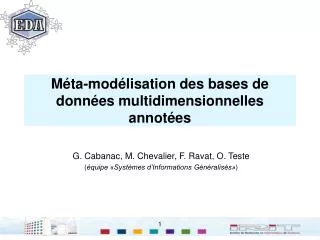 m ta mod lisation des bases de donn es multidimensionnelles annot es