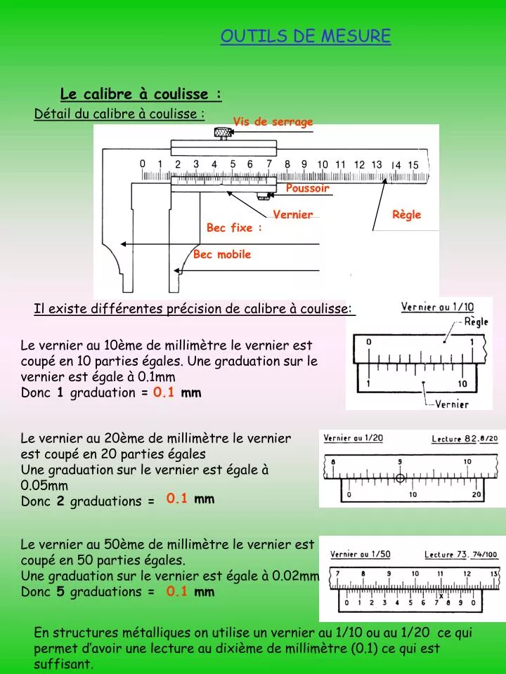 le calibre coulisse