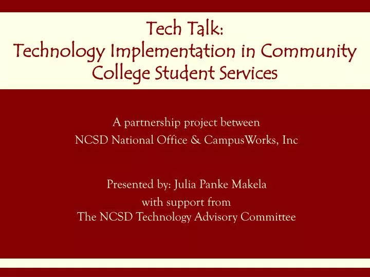 tech talk technology implementation in community college student services