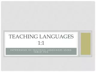 Teaching Languages 1:1