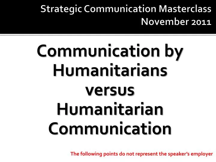 strategic communication masterclass november 2011
